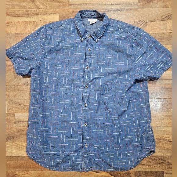 Carbon2Cobalt Other - Carbon2Cobalt Blue Pattern Cotton Short Sleeve Button Shirt XL